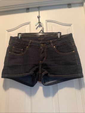 Shasa Dark Indigo Denim Jean Shorts with Contrast Stitching